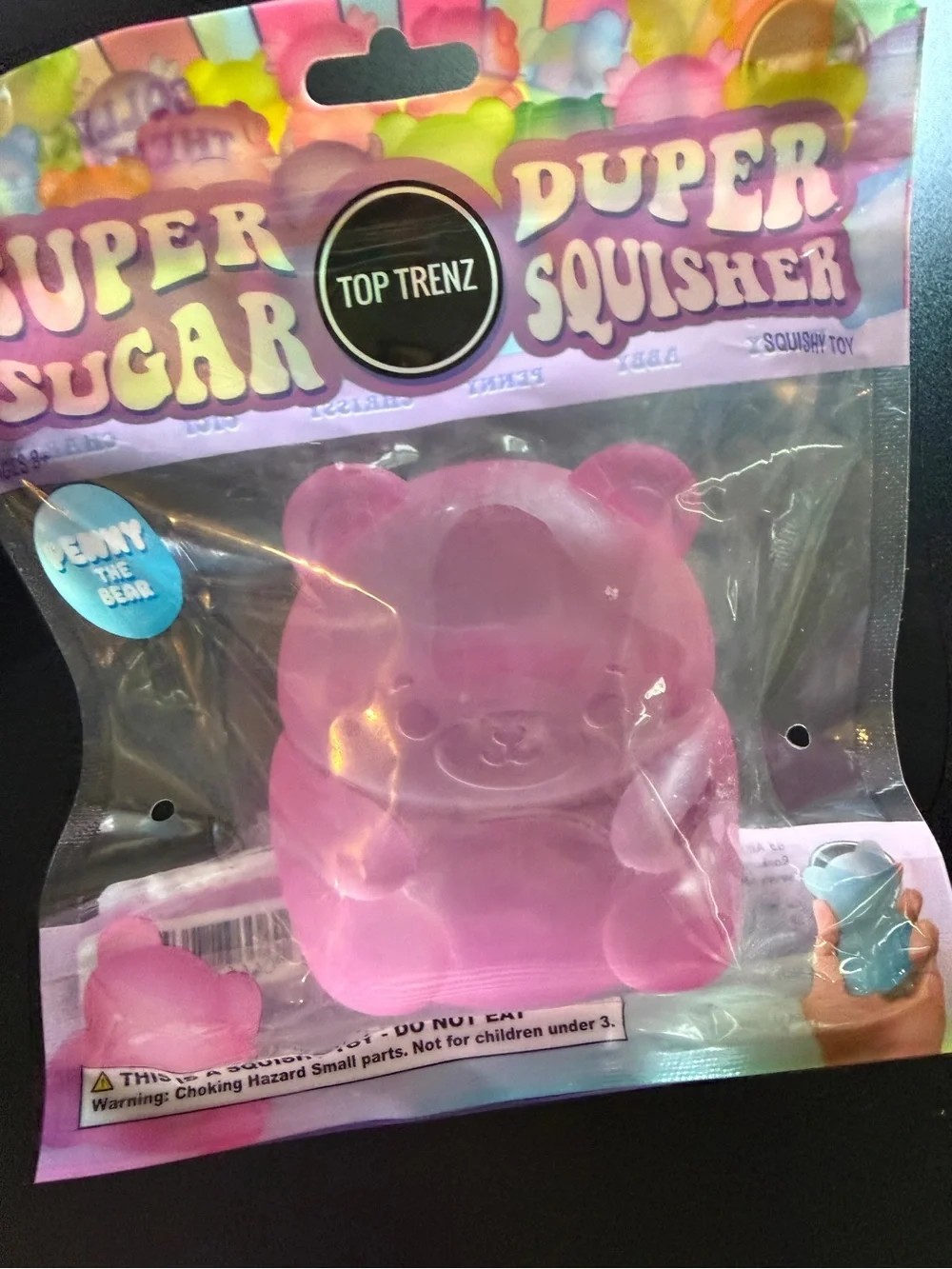 New Squishy Top Trenz Super Duper Sugar Squisher Penny the Pink Bear Toy 8+